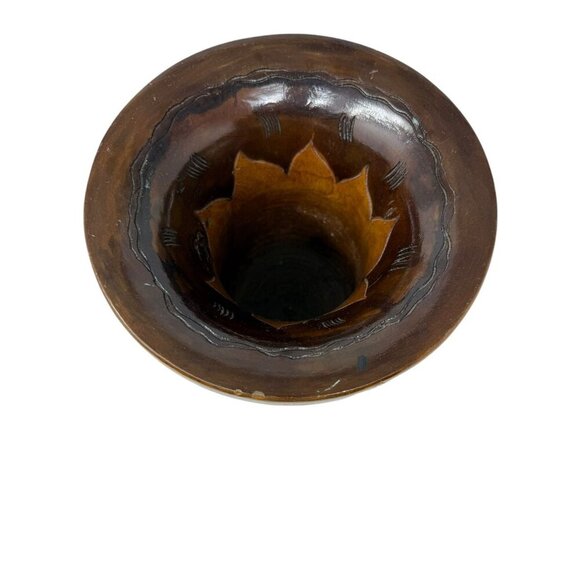 Vintage Carved Wooden Fruit Motif Vase Holder Planter 1970s OOAK - Picture 6 of 9